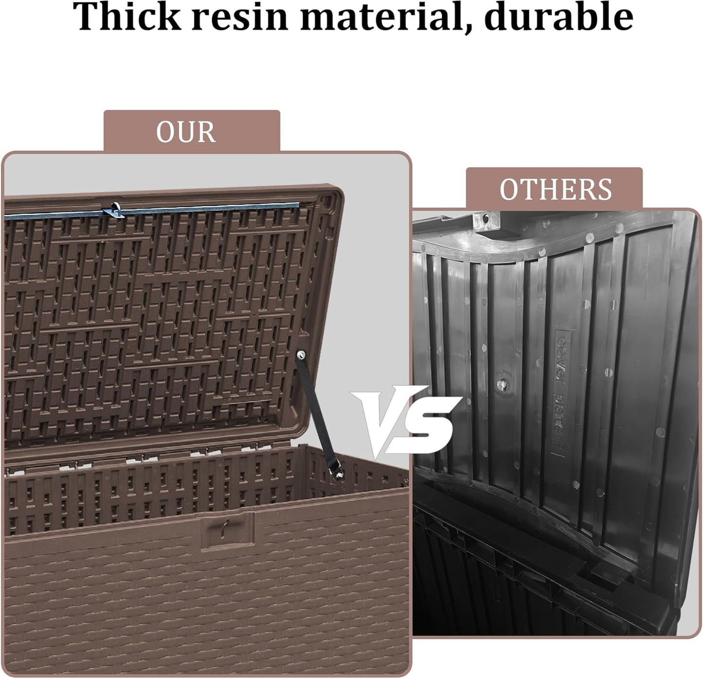 73 Gallon Outdoor Storage Box - Waterproof Resin Deck Box for Patio, Pool & Garden, Lockable Outdoor Cushion Storage & Delivery Boxes for Outside, UV-Resistant, Rich Brown