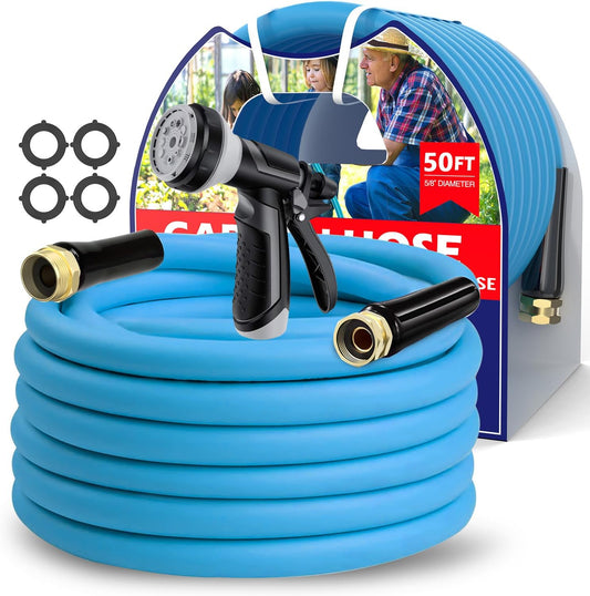 Garden Hose 50 ft, Heavy Duty Water Hose 5/8" x 50ft, New Patented Kink Free Water Hose Kink Resistance, Heavy Duty,Flexible and Lightweight, Leak Free, Burst 600 PSI, Drinking Water Safe