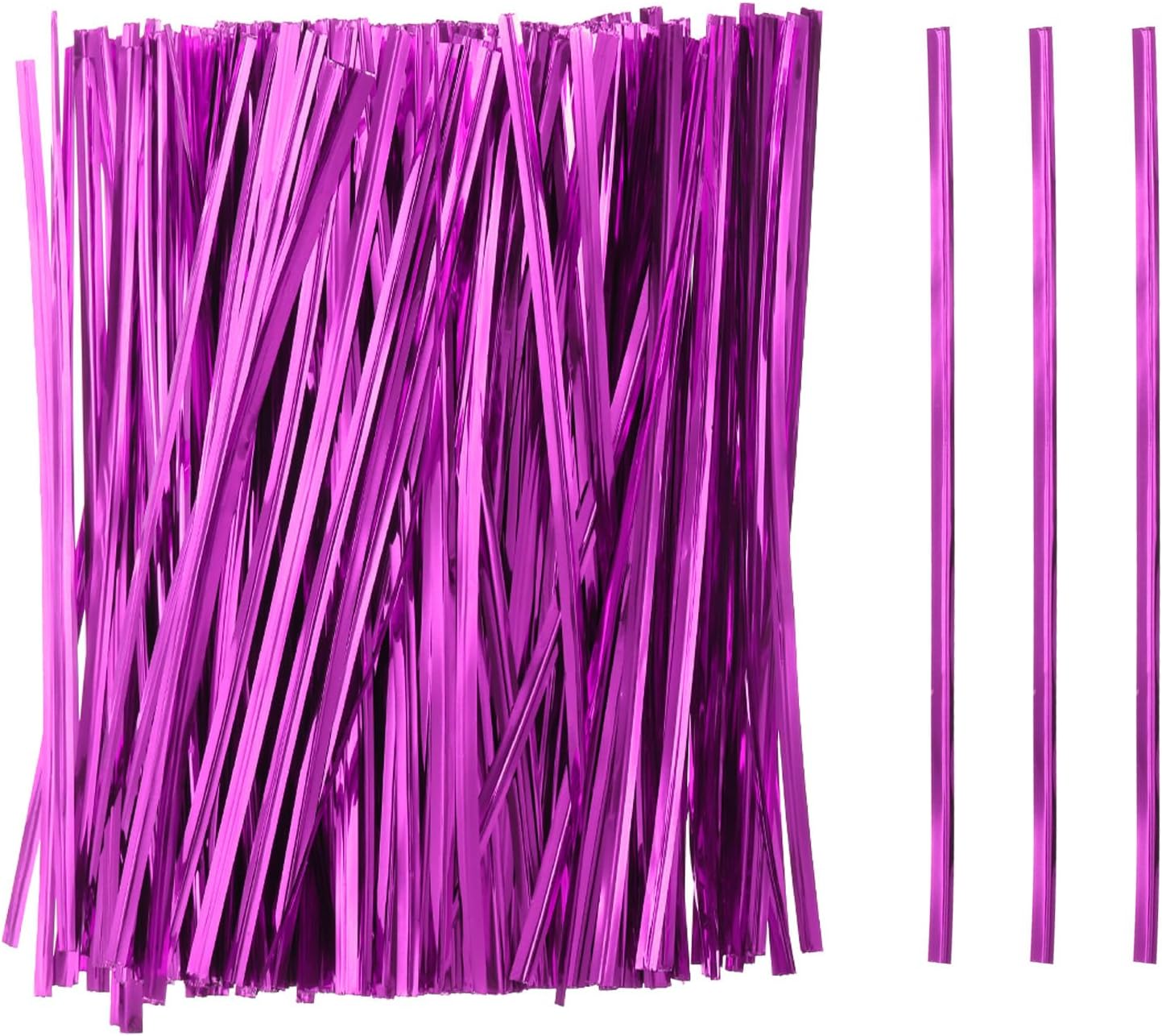 HARFINGTON 800pcs Bag Twist Ties 6" Reusable Plastic Metallic Twist Ties Wire Cable Ties for Party Bread Candy Cake, Pink