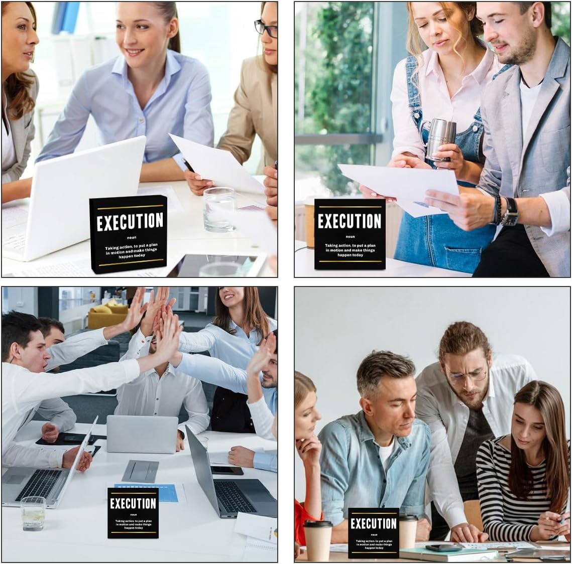 Execution Noun Entrepreneur Black Wooden Box Sign, Inspirational Office Decor, Decorative Table Shelf Desk Rustic Workplace Home Living Room Decor Office Decorations Desk Accessories ﻿