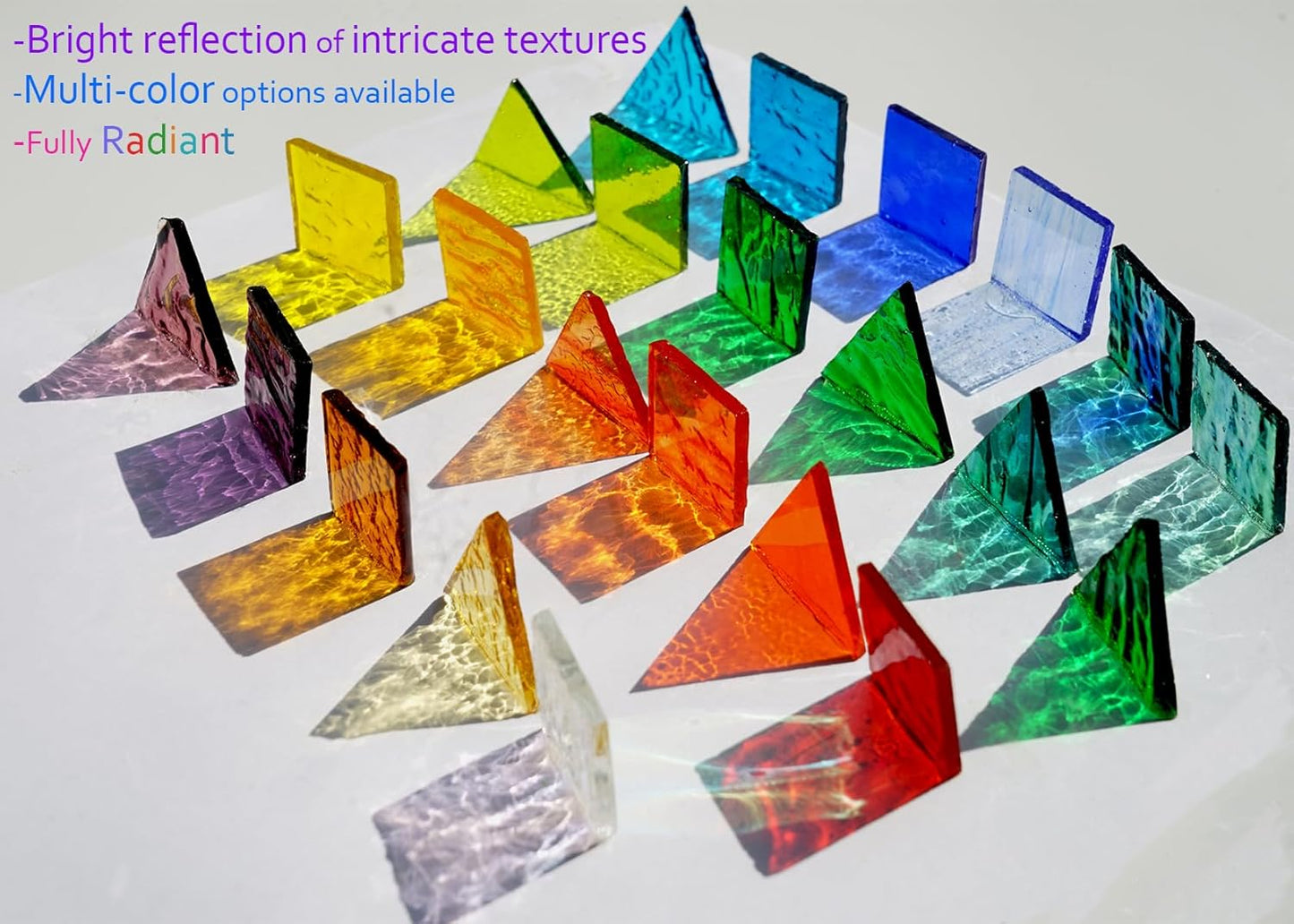 Large Transparent Textured Glass Tiles for DIY Crafts, 200g Stained Glass Pieces for Mosaic Art, Amber