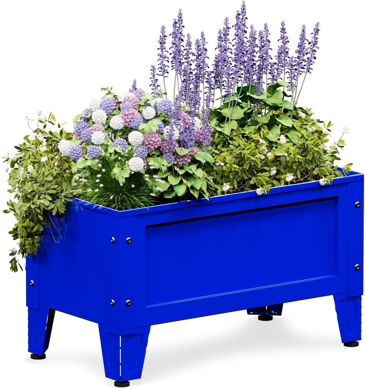 Raised Garden Bed with Low Profile Design Metal Planter Box for Growing Fresh Herbs Vegetables Flowers Succulents&Other Plants for Outdoor Backyard Patio Deck Balcony Blue