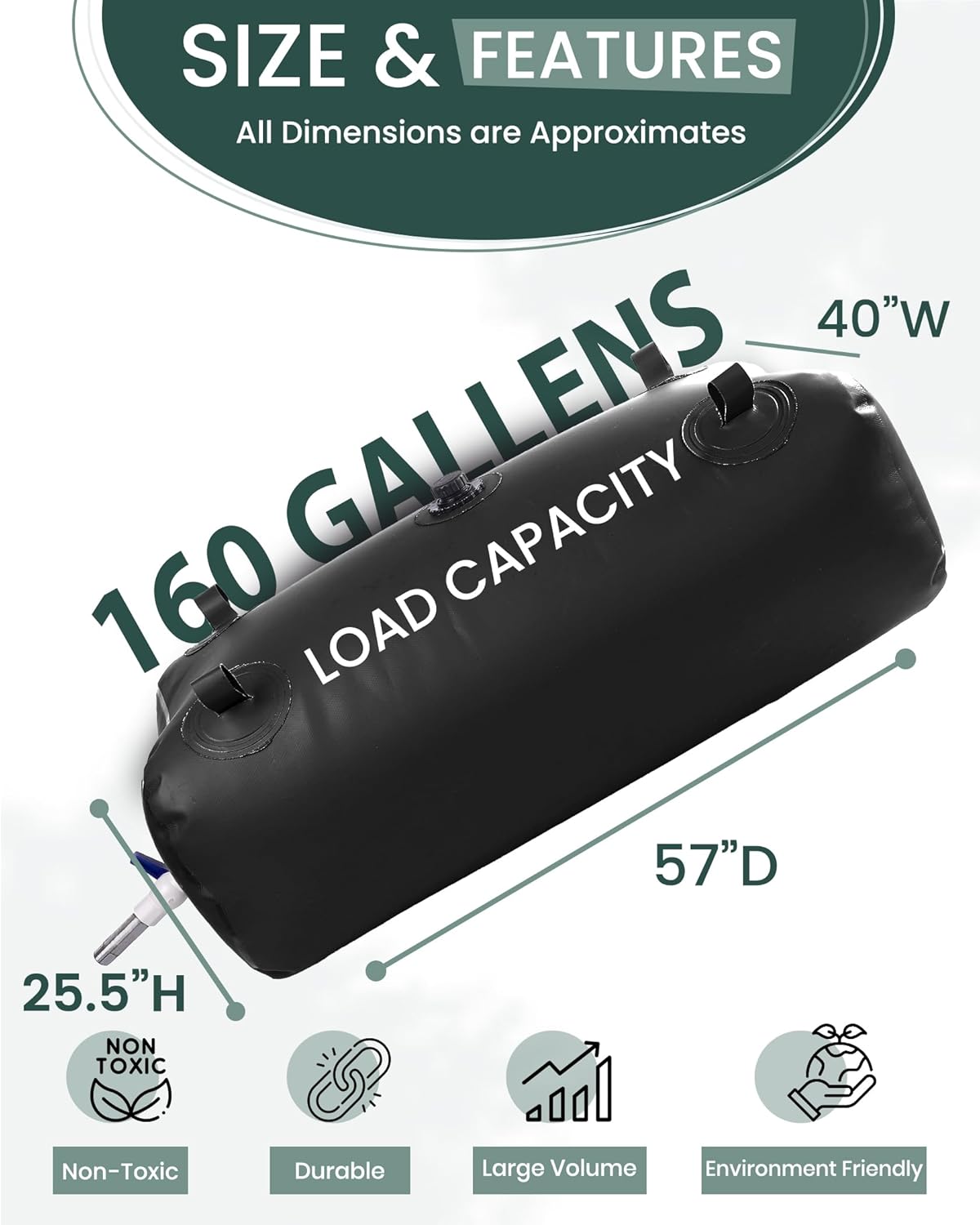 FoundGo Water Storage Bladder Emergency Water Storage Tank, Large Capacity Water Containers, Portable Vinyl Water Storage Barrel for Outdoor/Survival/RV/Garden