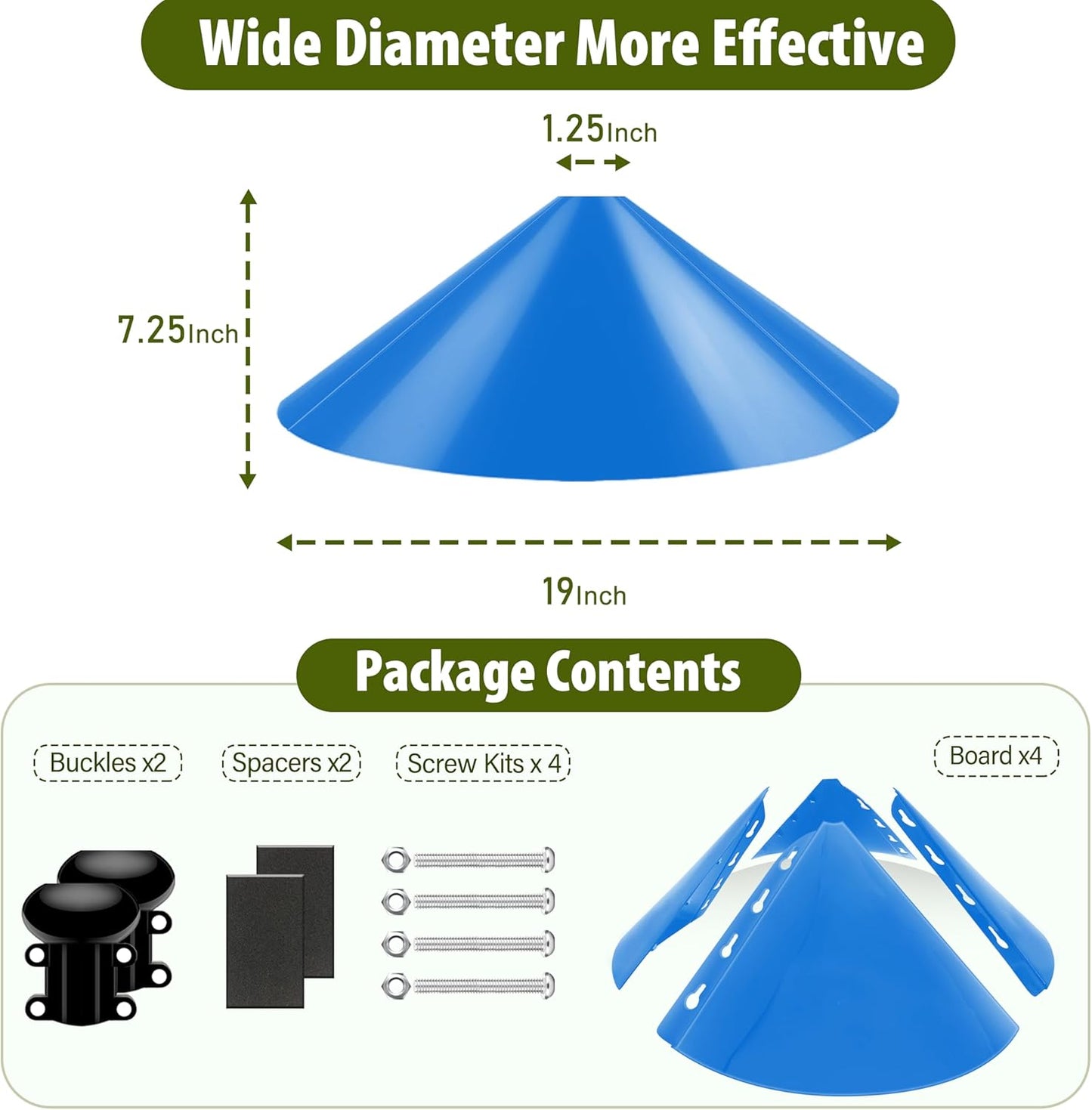 Squirrel Baffle for Bird Feeder Pole, 19 Inch Baffles Guard for Outdoor, Squirrel Proof Bird Feeders Baffle, Shepherd's Hook for Outside (Blue)