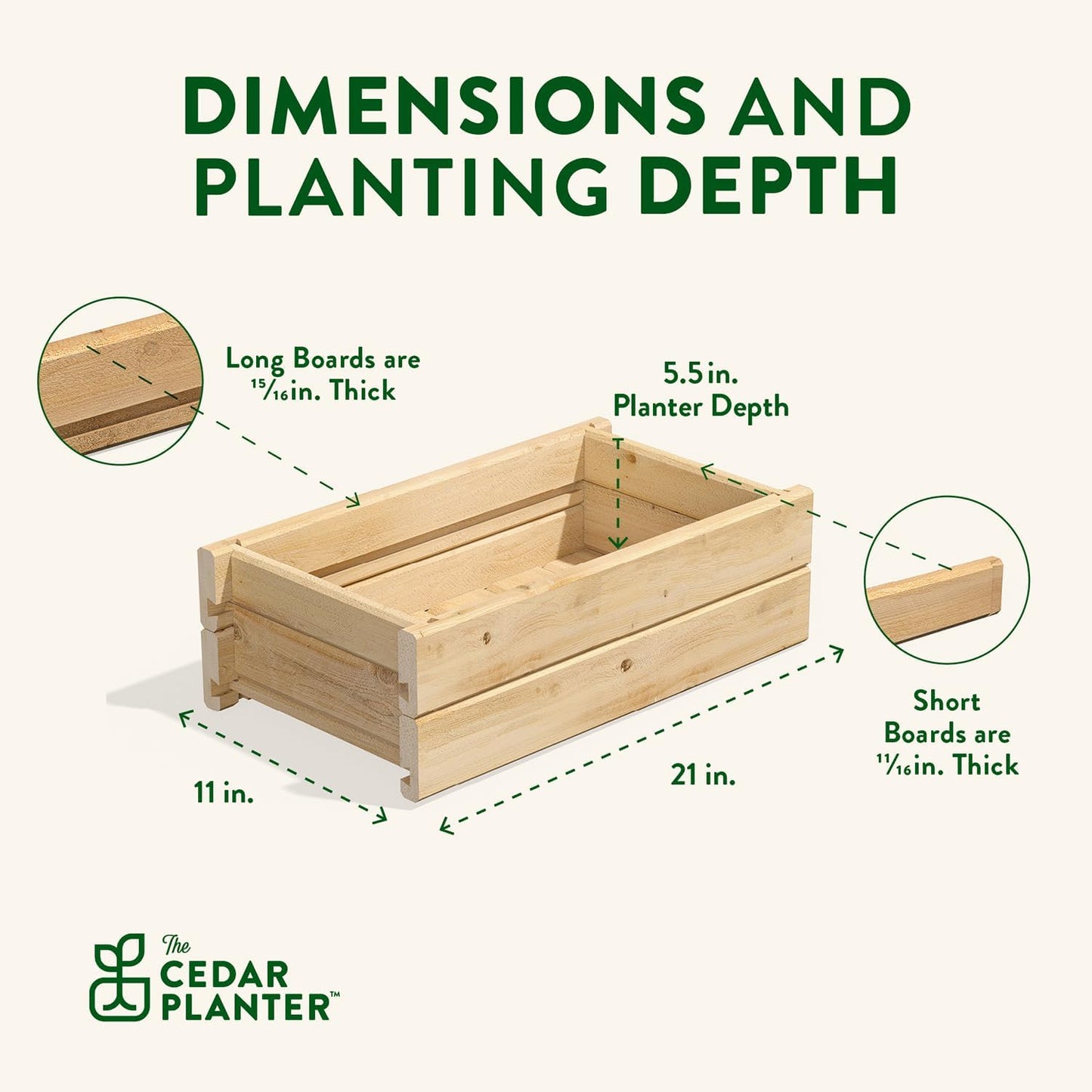 Greenes Fence Cedar Wood Planter Box, 21" x 11" x 7" (4-Pack) - Made in USA with North American Cedar