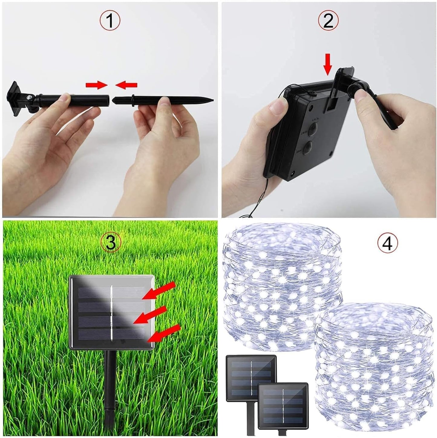 Solar String Lights Outdoor, 2-Pack Each 72FT 200 LED Solar Christmas Twinkle Lights Outside Waterproof Copper Wire with 8 Modes Solar Fairy Lights for Garden Tree Birthday Christmas Decor(Cool White)