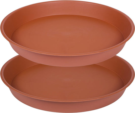 2 Pack of Bird Bath Bowl 14 inch, 1.6" Depth, 12 14 16 18 19 inch Heavy Duty BirdBath Bowls only, Plastic Round Large Plant Saucer Dish for Garden (14", Terracotta)
