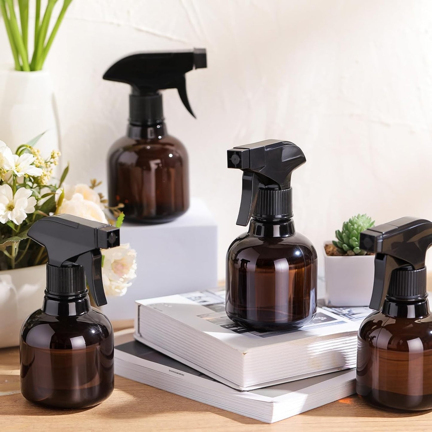 Jinei 24 Pcs 8 oz Empty Plastic Spray Bottle with Trigger Sprayers Pet Adjustable Head from Fine to Stream Refillable for Hair Plants Cooking Pets, No Leakage(Black)