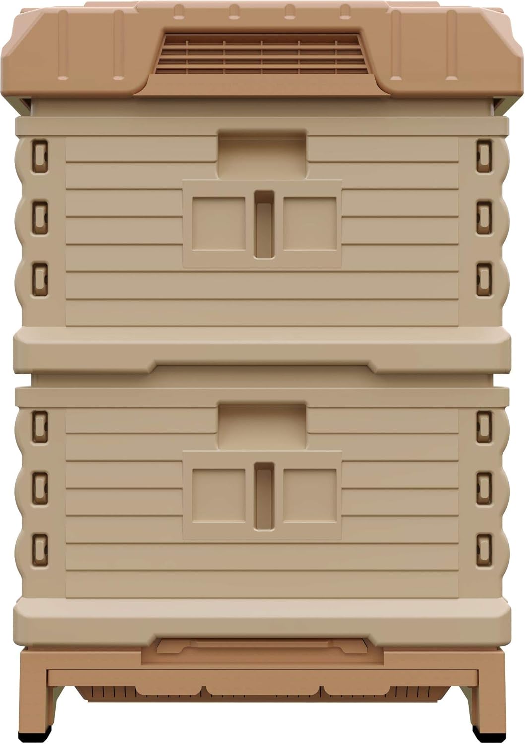 Ergo Insulated 10 Frame Bee Hive Set [NO Frames Included] (Double Deep, Tan Body Yellow Entrance)