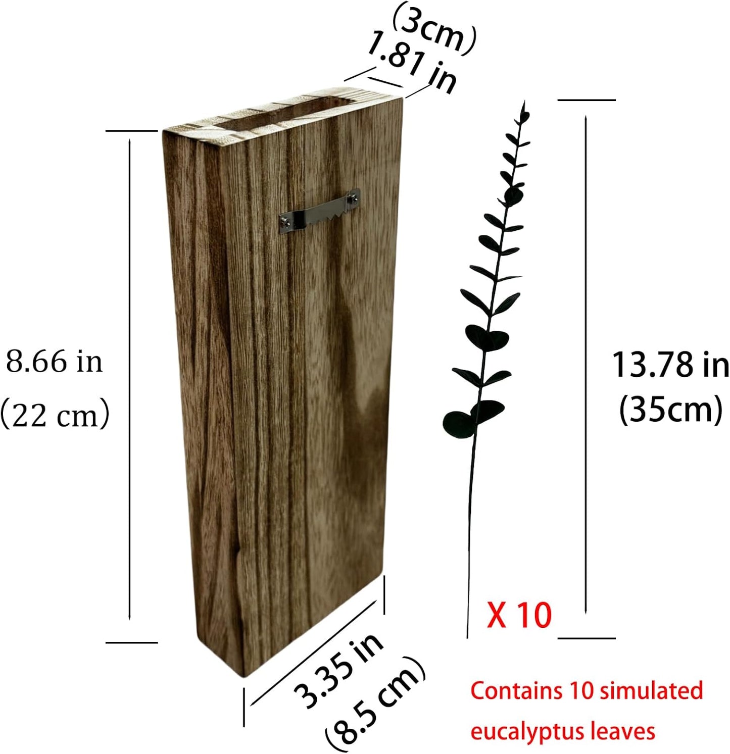 2 Pieces Wooden Wall Hanging Plant Pots Vase Contains Artificial Green Plants for Indoor Fake Plants Greenery Flowers, Modern Planters for Bathroom, Living Room, Kitchen Decor, (Wood Color)