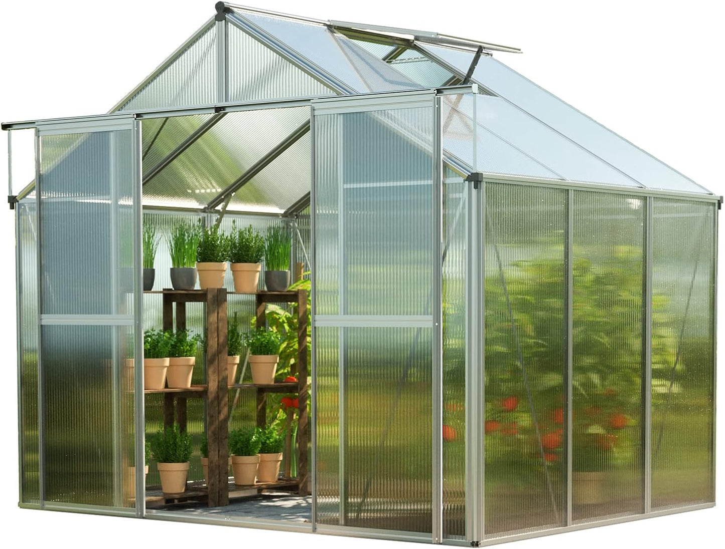 Greenhouse Topas 3 Aluminum Frame 7.4 x 6.4 ft with Approx. 8 mm Polycarbonate Panels