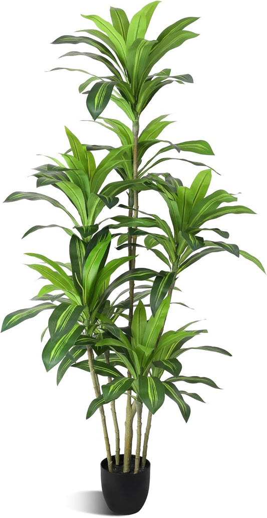 Artificial Plants 6Ft Dracaena Fragrans Faux Trees with 8 Heads Fake Tree for Home Decor Indoor or Outdoor Office Decoration Housewarming Gift