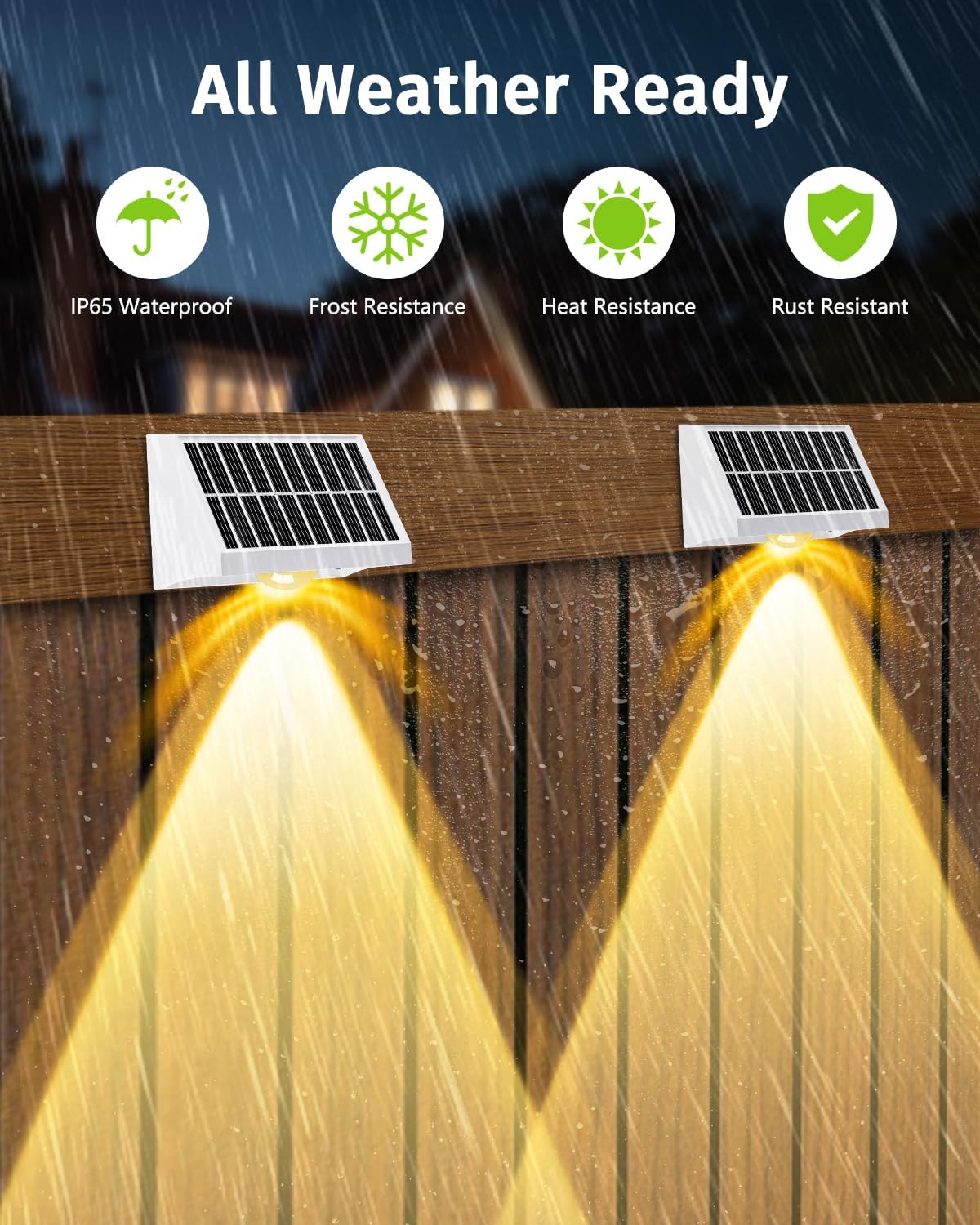 Solar Fence Lights Outdoor Waterproof High Brightness LED Spot Lens Deck Lights 7 Mode Warm & Cool White RGB Solar Powered Wall Lighting Decor for Outside Patio Step Backyard Railing - 8 Pack(White)