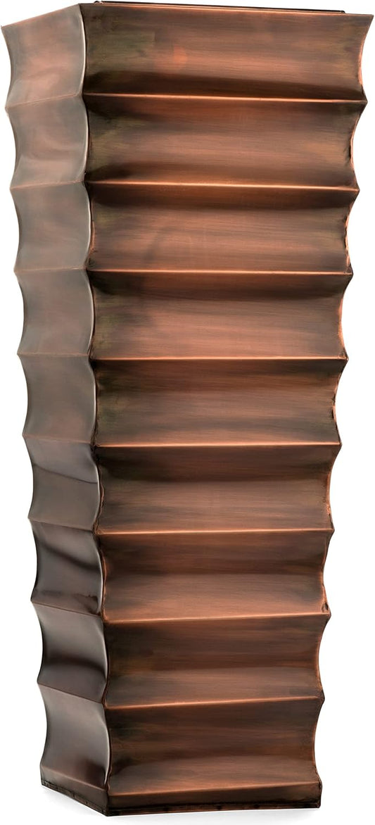 H Potter Copper Ribbed Planter Large for Outdoor Indoor Plants Small Spaces Entryway Patio Porch Tall Metal Planter Decor Vase