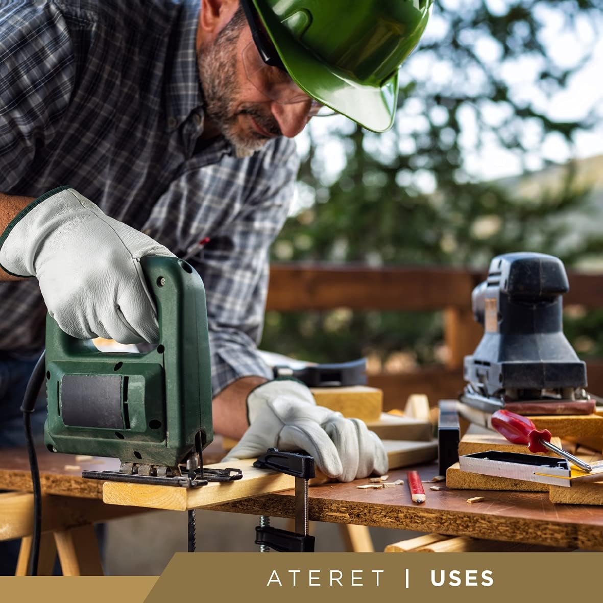 ATERET 12 Pairs Large Heavy Duty Durable Cowhide Leather Work Gloves I Driver Gloves for Truck Driving, Warehouse, Gardening, Farming