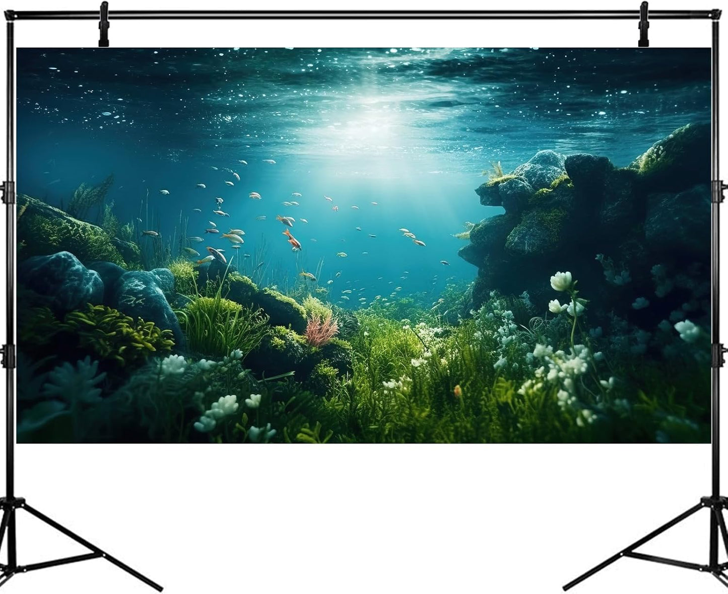 Underwater Aquarium Background Under The Sea Fish Tank Background Ocean Floor Green Aquatic Plants Aquarium Backgrounds Deep Sea Sunray Tropical Fish Aquarium Tank Backgrounds 72x18in