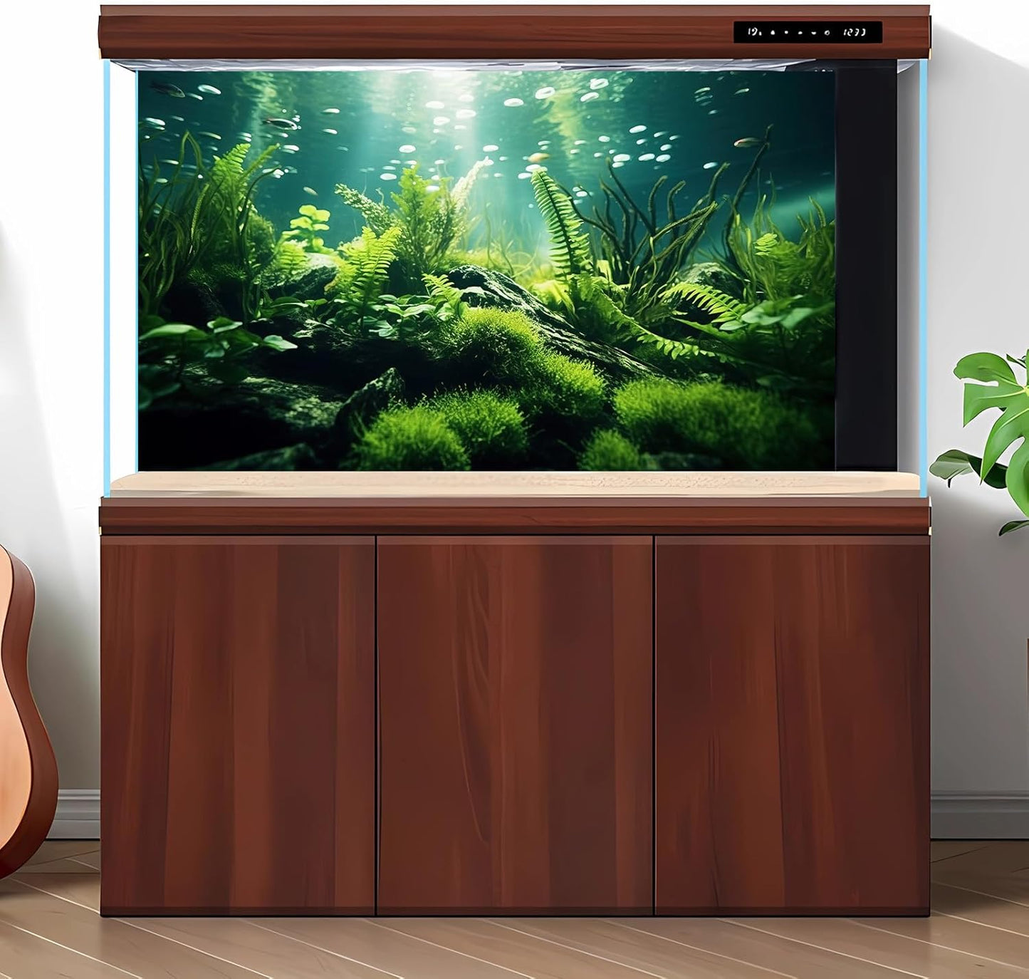 Underwater Fish Tank Background Under The Sea Aquatic Plants Aquarium Background Ocean Floor Rock Terrarium Backgrounds Tropical Fish Green Seaweeds Aquarium Backgrounds for Fish Tank Decor 48x18in