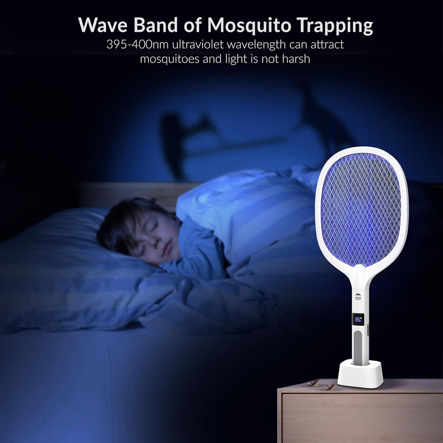 2 in 1 Electric Bug Zapper, Mosquitoes Trap Lamp & Racket, USB Rechargeable Electric Fly Swatter for Home and Outdoor Powerful Grid 3-Layer Safety Mesh Safe to Touch, Pack of 2