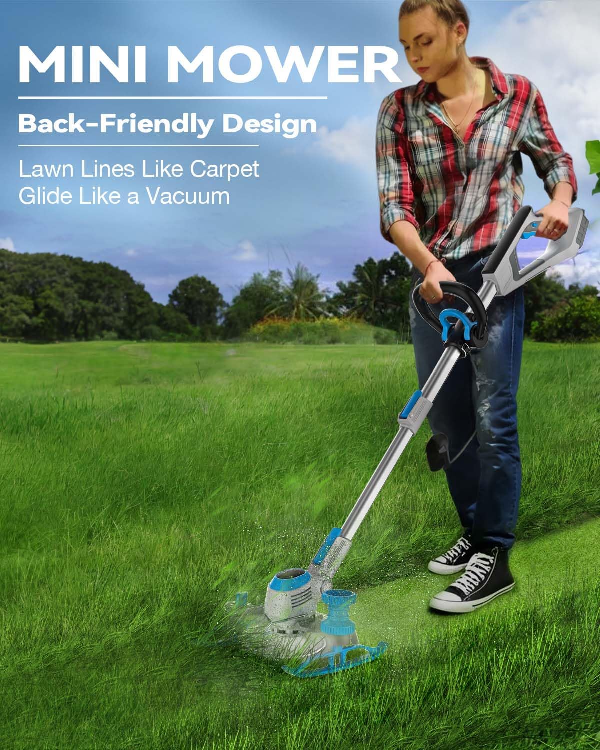 Weed Wacker Cordless, 20V MAX* 4.0Ah Battery Operated, Runing Time 75 mins, Weight only 5.2 lbs, Bladed Edger/Trimmer/Mower in 1 (with 4.0Ah Battery)