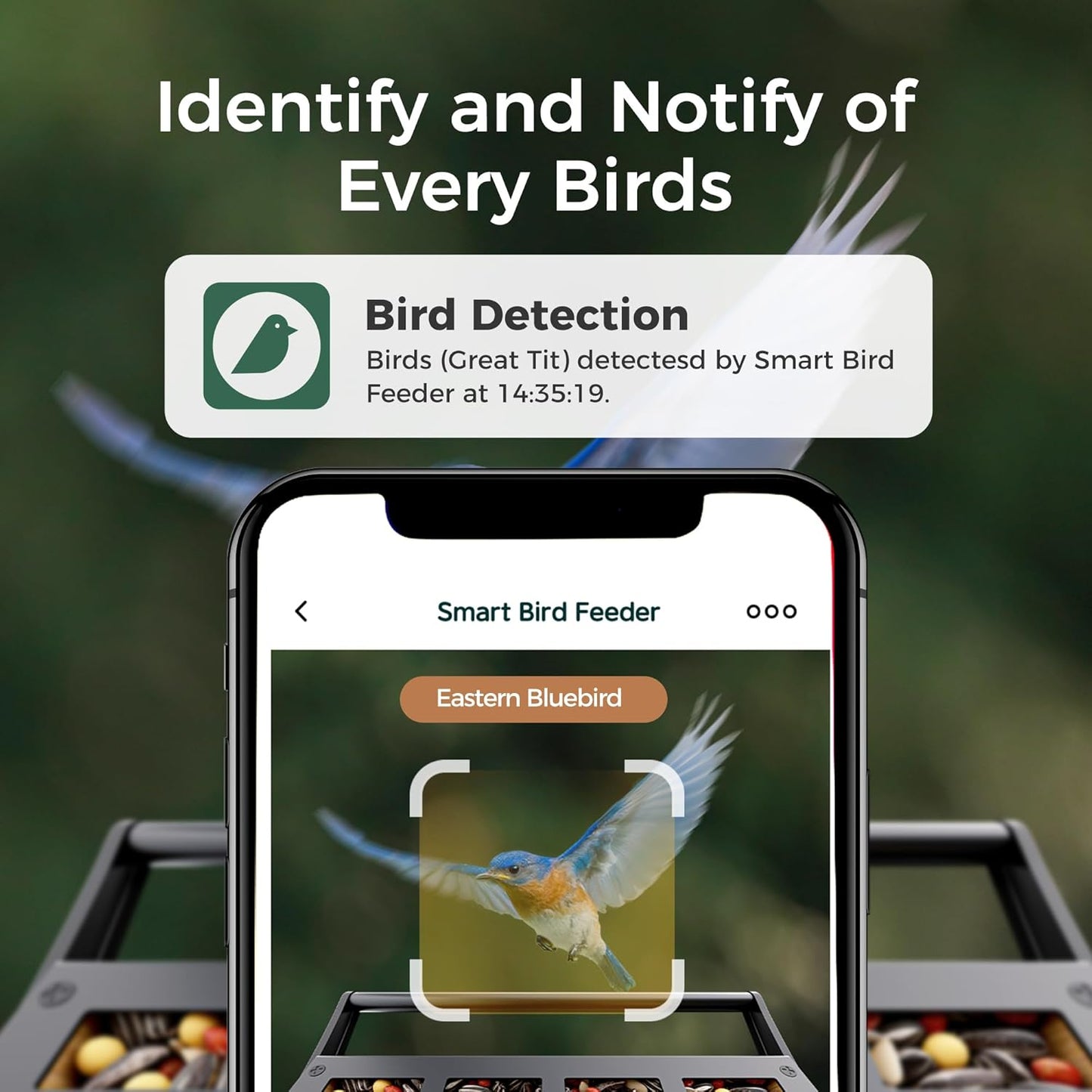 Smart Squirrels-Proof Bird Feeder with Camera Solar Powered, AI Identify Bird Species, Instant Notification Camera, CCPA Data Security, 3.2L Ultra Large Capacity Gift