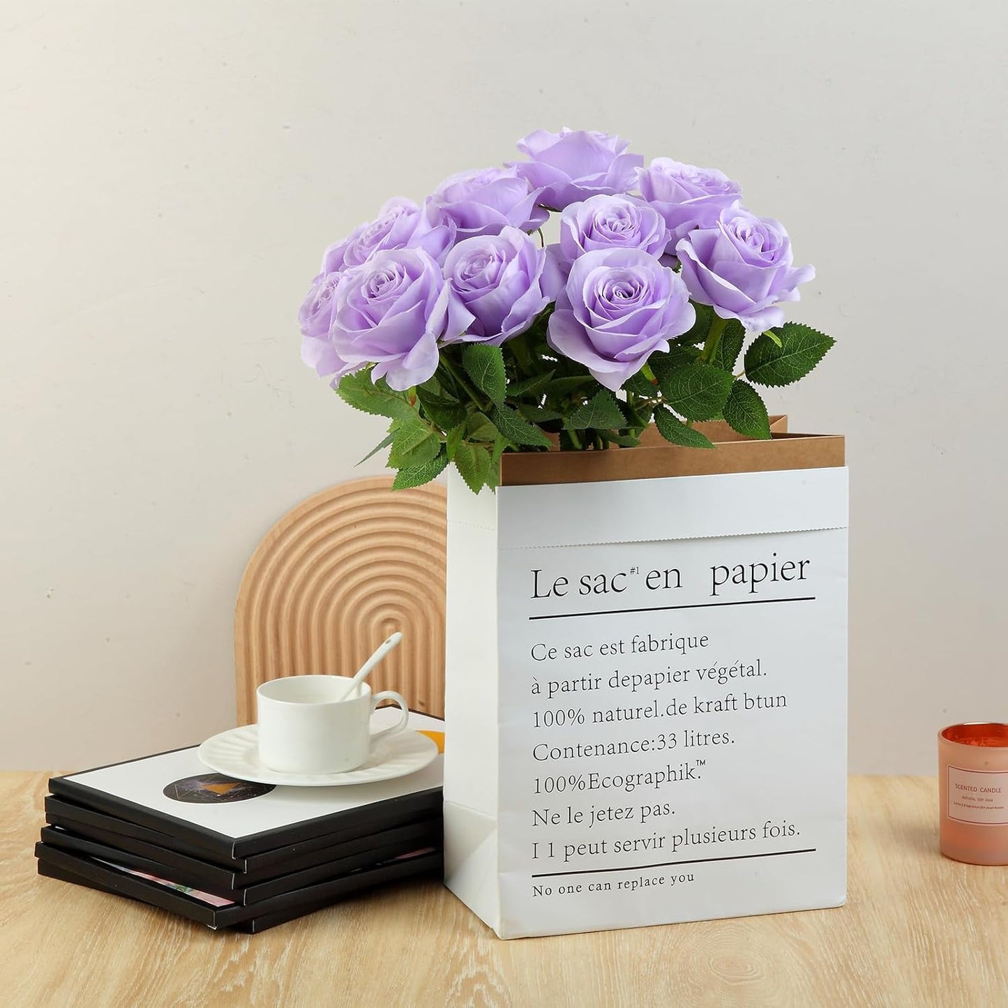 12pcs Light Lavender Roses Artificial Flowers Fake Roses Silk Flowers Roses with Long Stems for Wedding Home Party Centerpieces Decorations