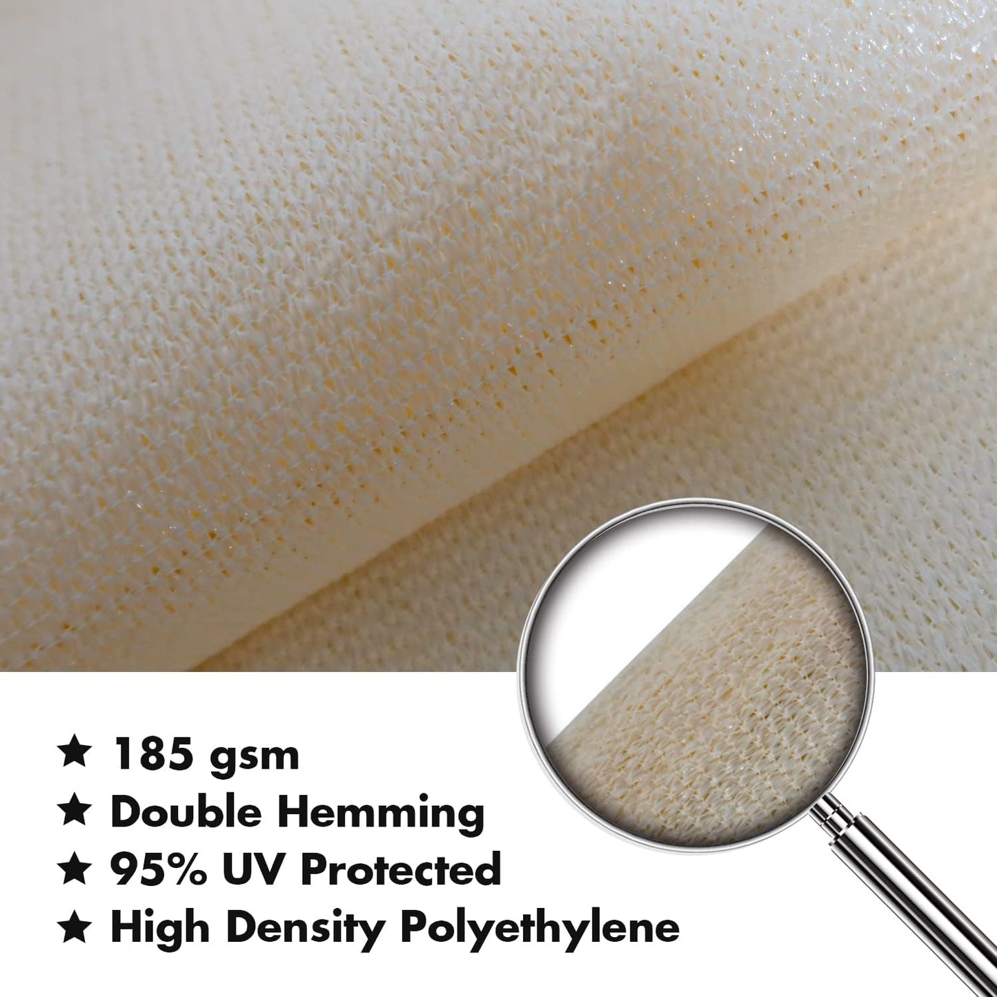 KANAGAWA 9'X11' Cream Custom Size Sun Shade Sail Rectangle UV Block Canopy Cover for Patio Backyard Lawn Garden Outdoor (Customized Available)