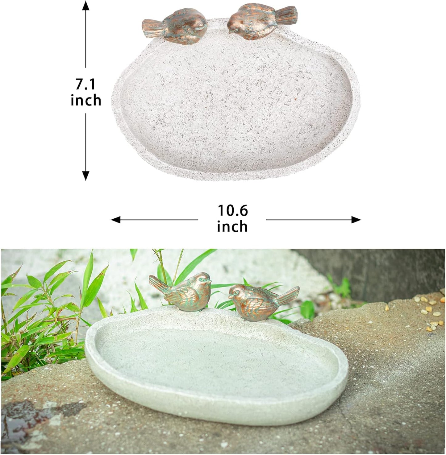 MUMTOP Bird Baths for Outdoors, Outdoor Garden Bird Bath Resin Birdbath Bowl with Vintage Bird Ornament for Outside Yard Table Decor