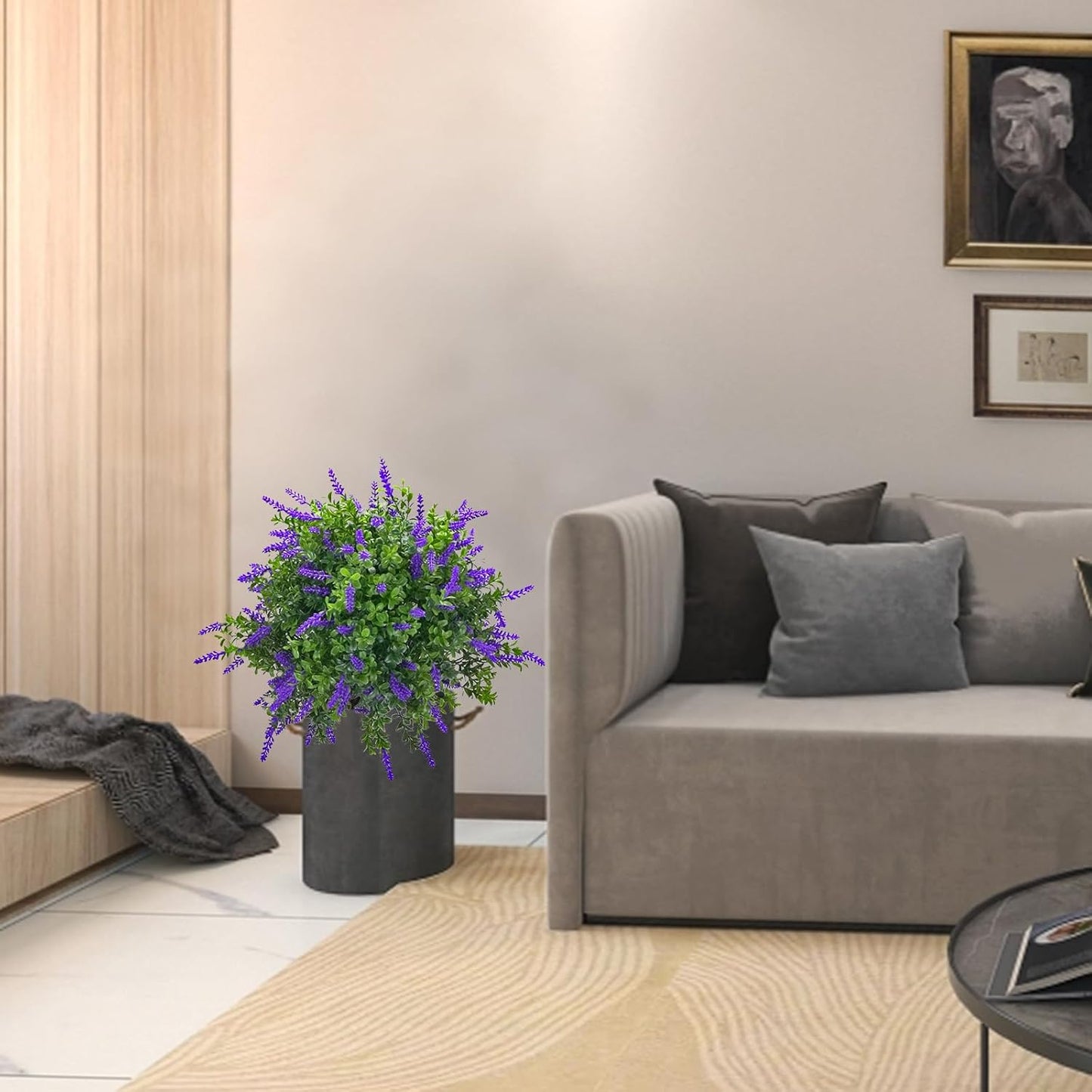 23.6" Artificial Lavender Topiary Ball Trees with Ground Spike, 2 Pack Faux Potted Plants with UV Resistant Purple Flowers for Indoor Outdoor Home Garden Patio Porch Decoration