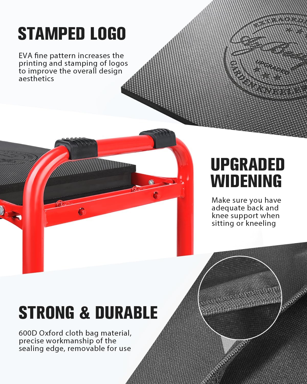 Garden Kneeler and Seat Heavy Duty,Upgraded Foldable Gardening Stool Widened to 10" Stable Wear-Resistant Prevent Knee and Back Pain, Bench High-End 2 Large Tool Bags Gift for Women