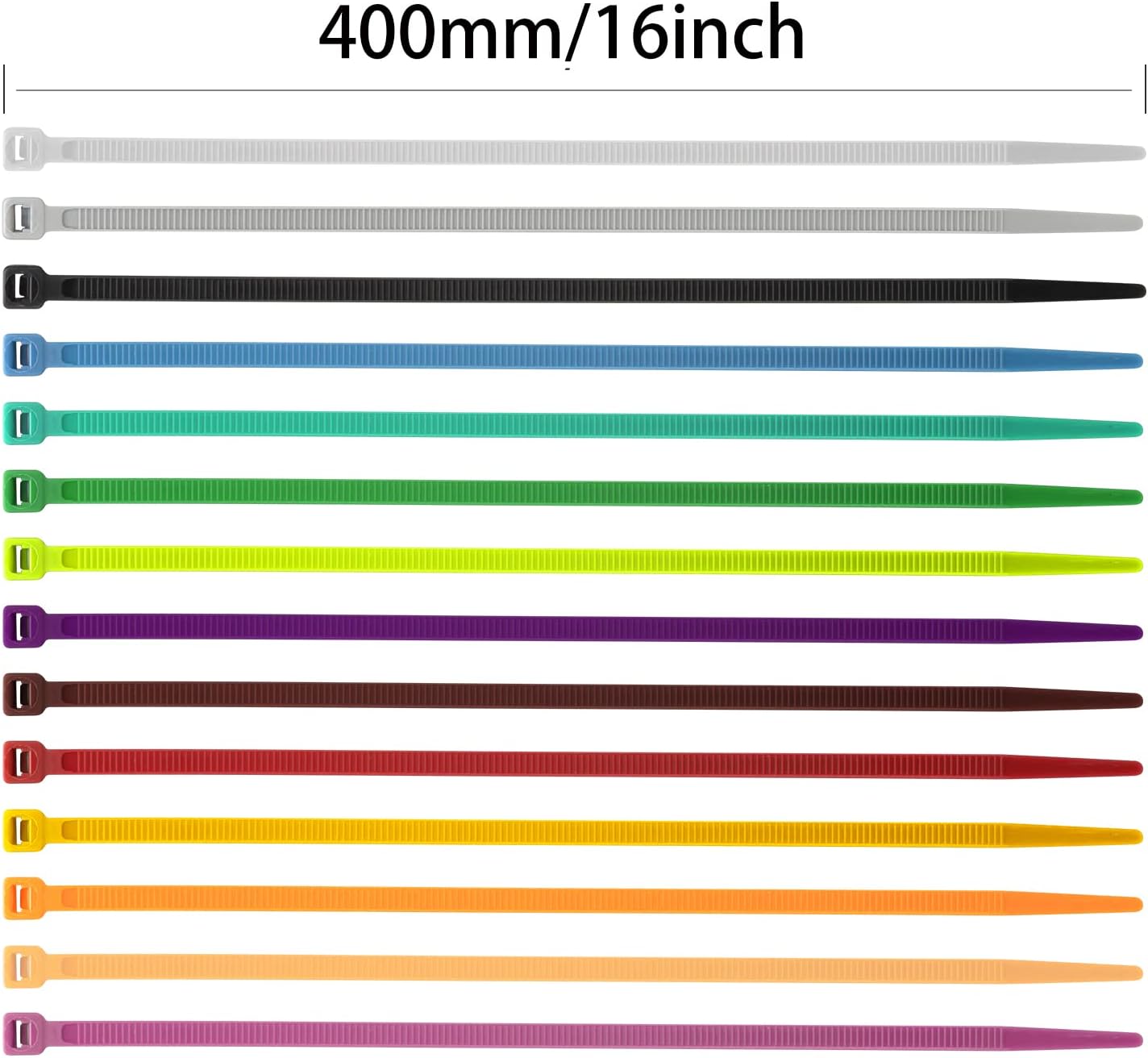 XINGO 100PCS Cable Zip Ties Heavy Duty, Premium Nylon Plastic Wire Ties with 50 Pounds Tensile Strength, Self-Locking Black Nylon Zip Ties for Indoor and Outdoor (16 inch, Purple)