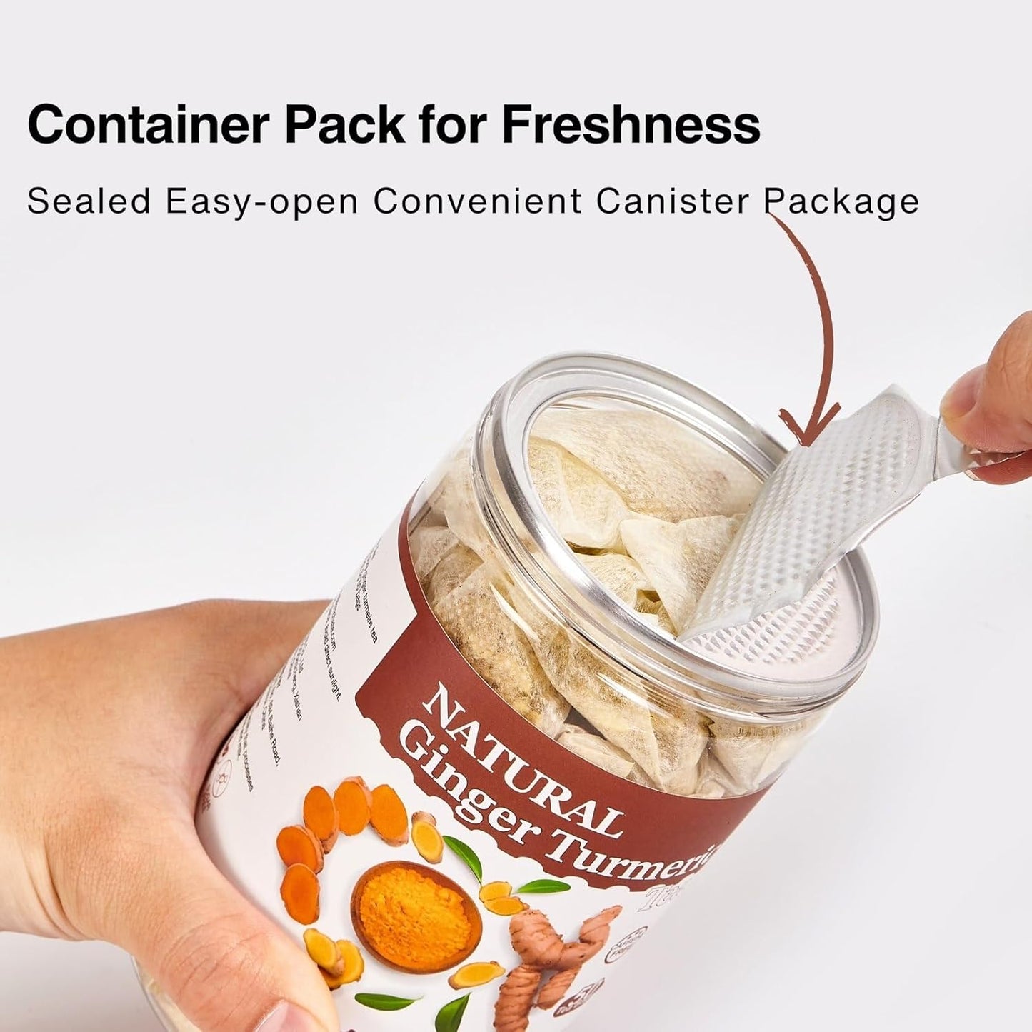 50 Ginger Turmeric Tea Bags – Premium Herbal Turmeric and Ginger Tea for Digestion and Immune Support, Caffeine-Free