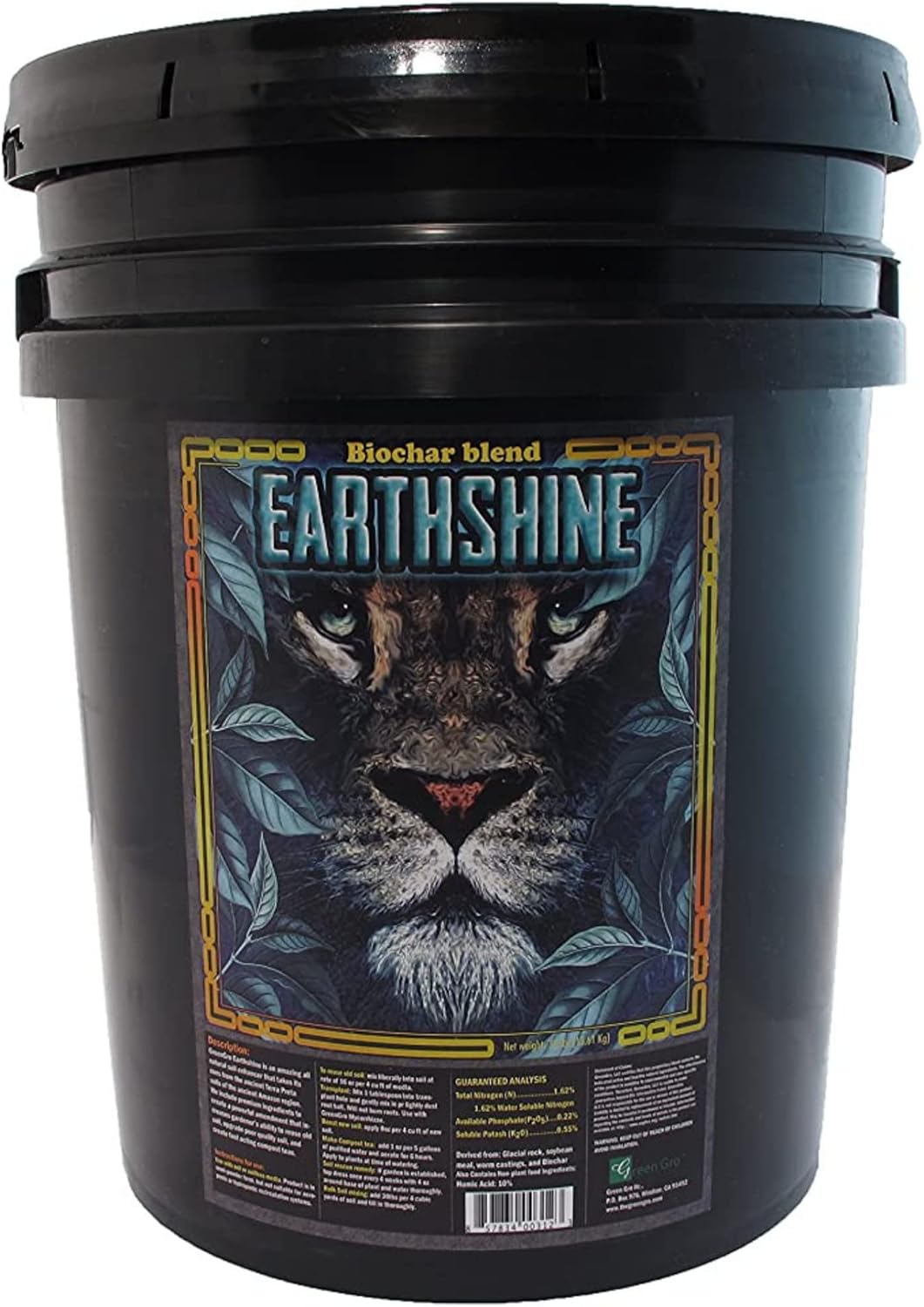 GreenGro Earthshine - Biochar & Humic Acid Blend/Activated Charcoal/Sequesters Carbon/Organic Soil Booster, Top Soil, Plant Food/Compost Tea/Derived from Worm Castings / 30 lb.