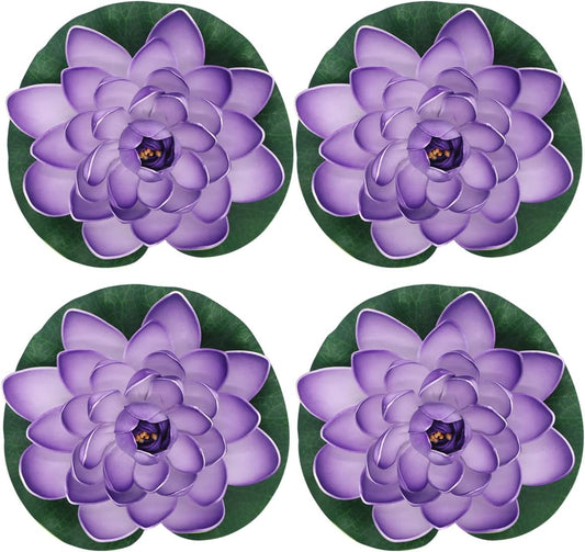 FZBNSRKO Artificial Lotus,4PCS 7.1" Inch Floating Foam Lotus Flowers for Pool,Realistic Water Lily Pads for Home Outdoor Patio Pond Wedding Party Decorations,Blue