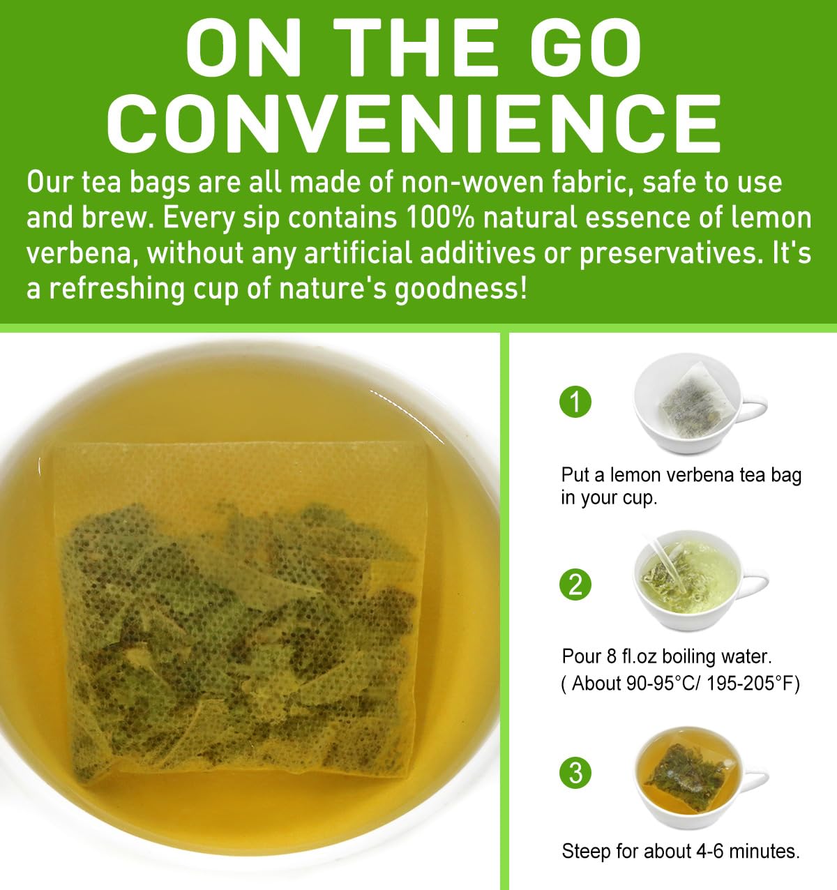 Olvvla - Premium Lemon Verbena Tea Bags - 1.5g X 30 Count - Pure Natural Cedron Herb - Caffeine-free - Non-GMO - Lemon Tea - Verbena Tea - Support Digestion & Promote Relaxation
