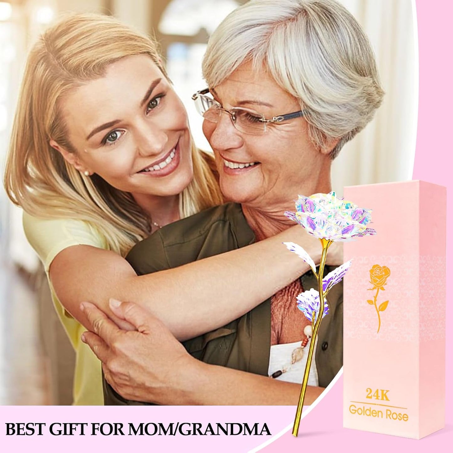 Gifts for Women Mom Birthday Gifts Galaxy Rose Glass Flowers Forever Eternal Roses Artificial Flowers Mothers D Gifts for Grandma Wife Daughter Sister Kids