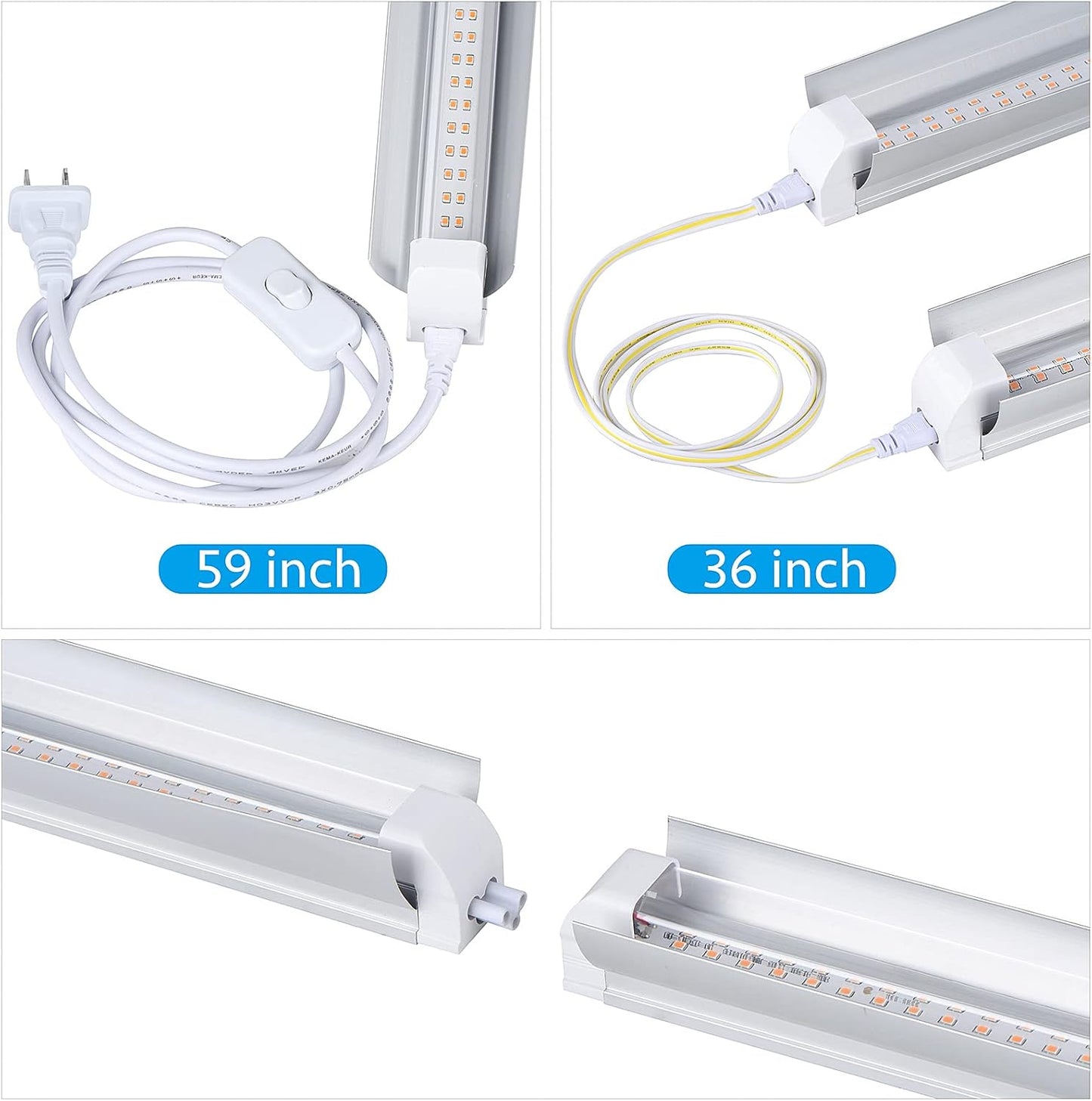 Grow Light for Indoor Plants, 4ft T8, 270W (6 x 45W), Super Bright Full Spectrum Sunlight LED Grow Lights, 6-Pack