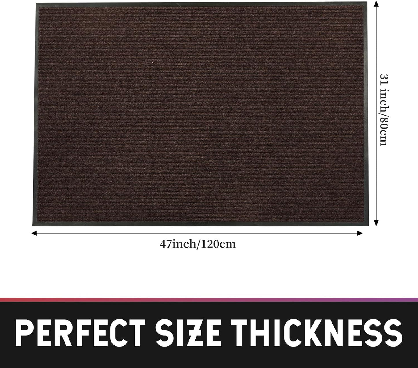 fani 2 PCS Heavy Duty Large Outdoor Indoor Entrance Doormat Brown Waterproof Low Profile Entrance Rug Front Door Mat Patio Anti-Skid Rubber Back, 31x47 inch (Brown)