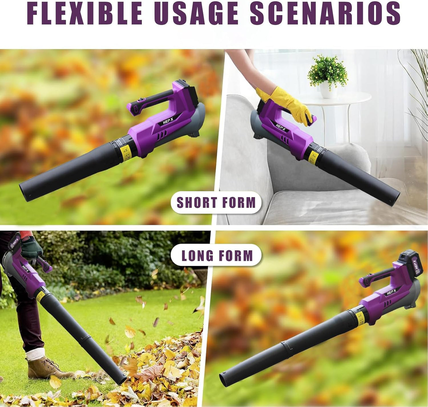 HENX Leaf Blower Cordless, 20V Lightweight Battery Blower, 430CFM Cordless Leaf Blower with 4.0Ah Battery, 6 Speed Levels, 2 Extended Tube, Fast Charger, Powerful Leaf blowers for Garden, Lawn Care