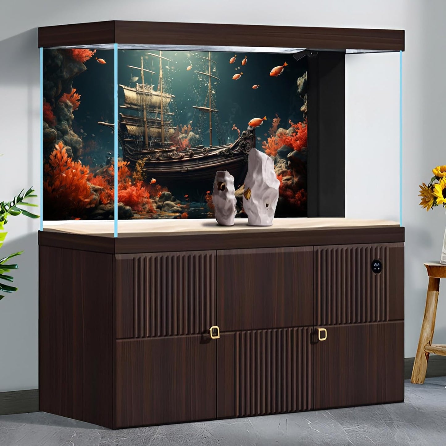 Pirate Shipwreck Aquarium Background Under The Sea Coral Reefs Fish Tank Background Underwater Sunken Ship Landscape Terrarium Background Tropical Sea Marine Life Aquarium Tank Background 36x24in