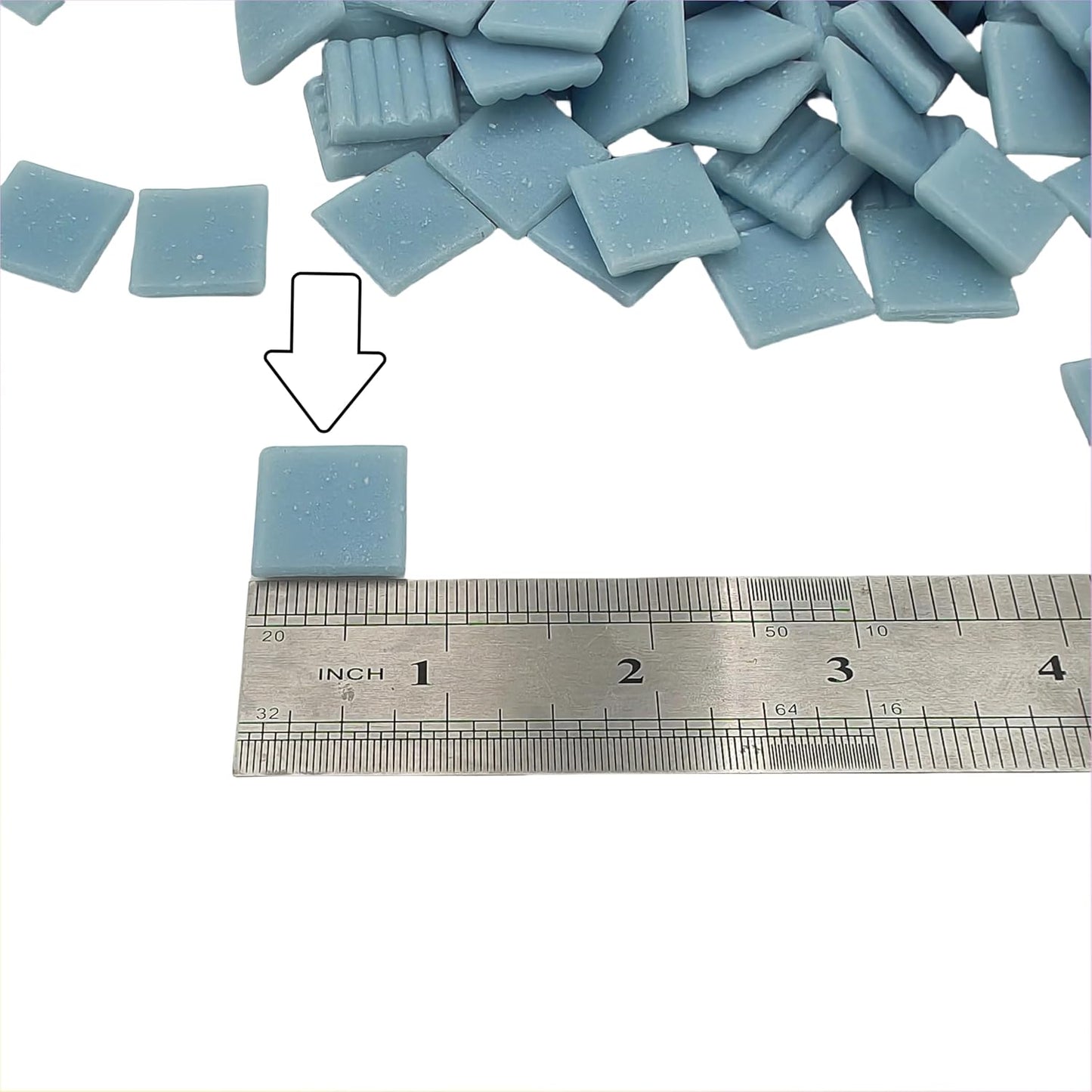 3/4 inch Quartz Glass Mosaic Tiles for Crafts, 1.1 LB, Square Mosaic Pieces for DIY Picture, Home Mosaic Decoration (Sky Blue)