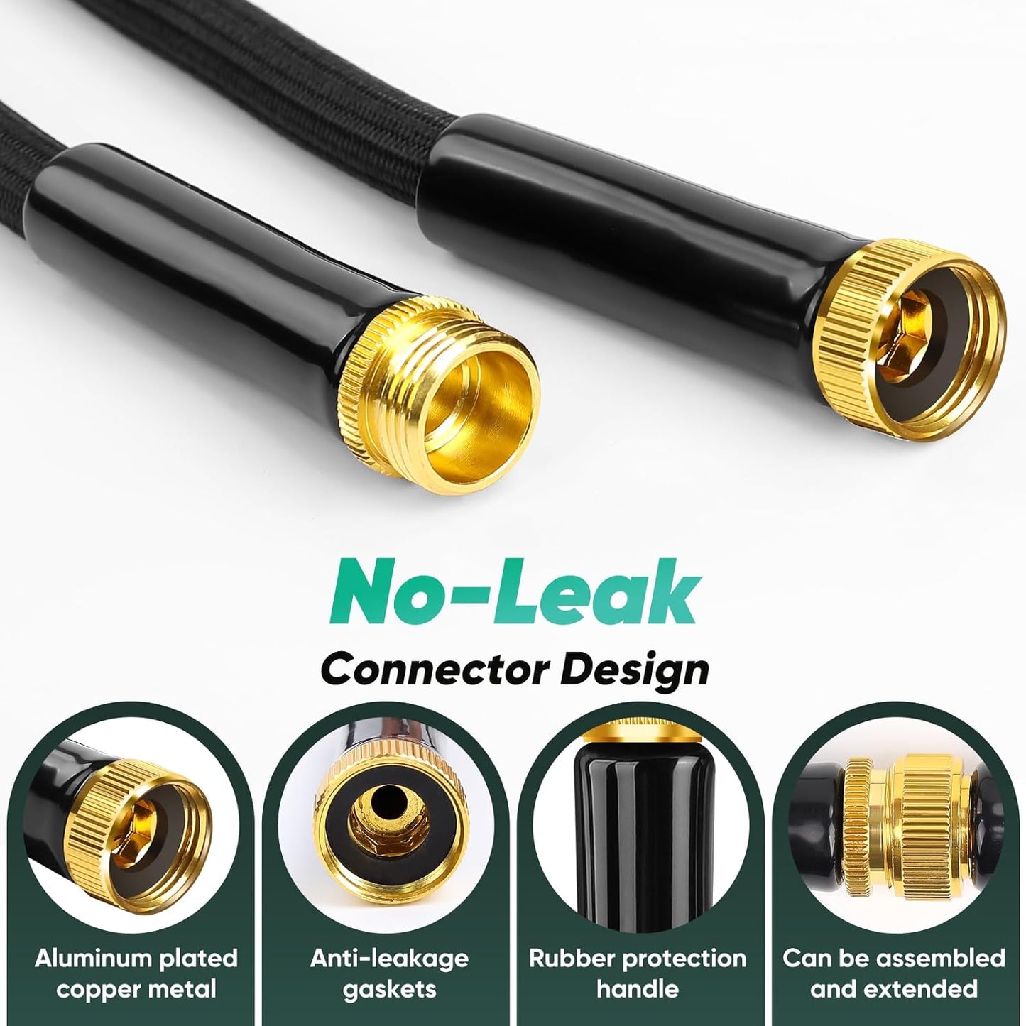 Garden Hose 10FT, Non-Expanding, Lightweight Hose, Leak-Proof Metal Interface, No-Knots, Easy to Carry, Wear-Resistant, Sturdy, Flexible, 3/4GHT, Water Hose for Yard, Garden, No Nozzle