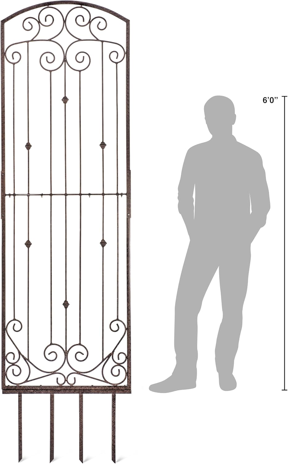 H Potter Premium 8-Foot Iron Garden Trellis - Heavy Duty Plant Support for Climbing Vines & Privacy Screen