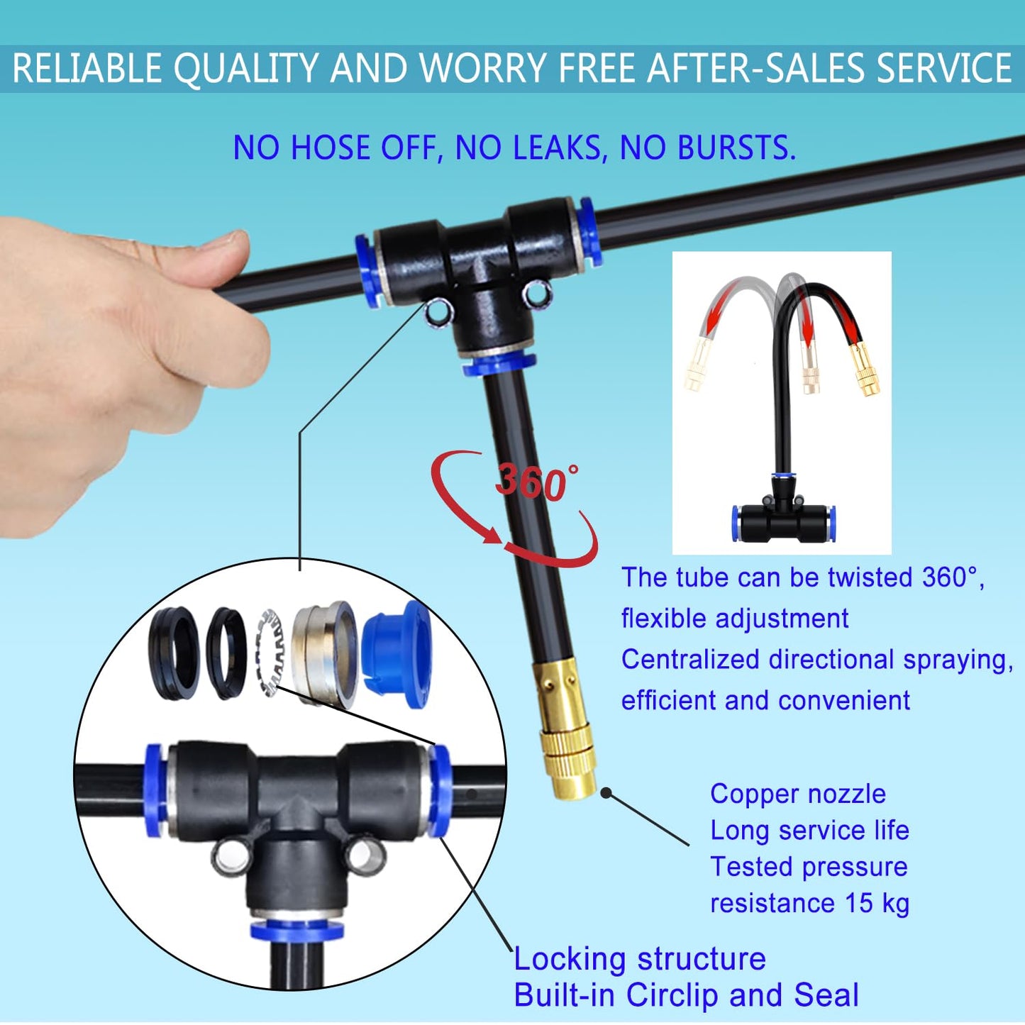 Greenhouse Drip Irrigation Kit Automatic Irrigation System 360°Adjustable 20 Brass Spray Nozzles 12mm Irrigation Tubing Hose Patio Misting Plant Watering with 65Ft Blank Distribution Tubing Hose