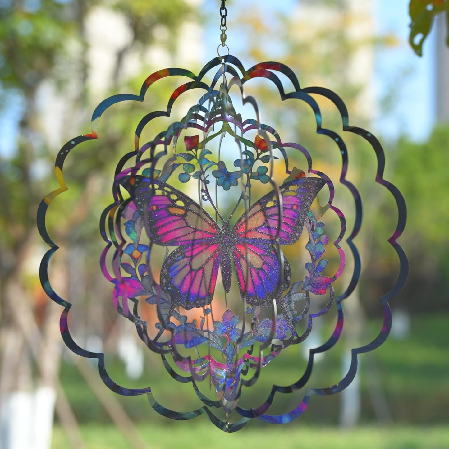 Wind Spinners Outdoor Butterfly Decorations - Birthday Gifts for Women Mom Grandma, Butterflies Hanging Wind Spinner 12 inch 3D Wind Sculptures for Garden Decor for Outside, Patio, Yard, Outdoor