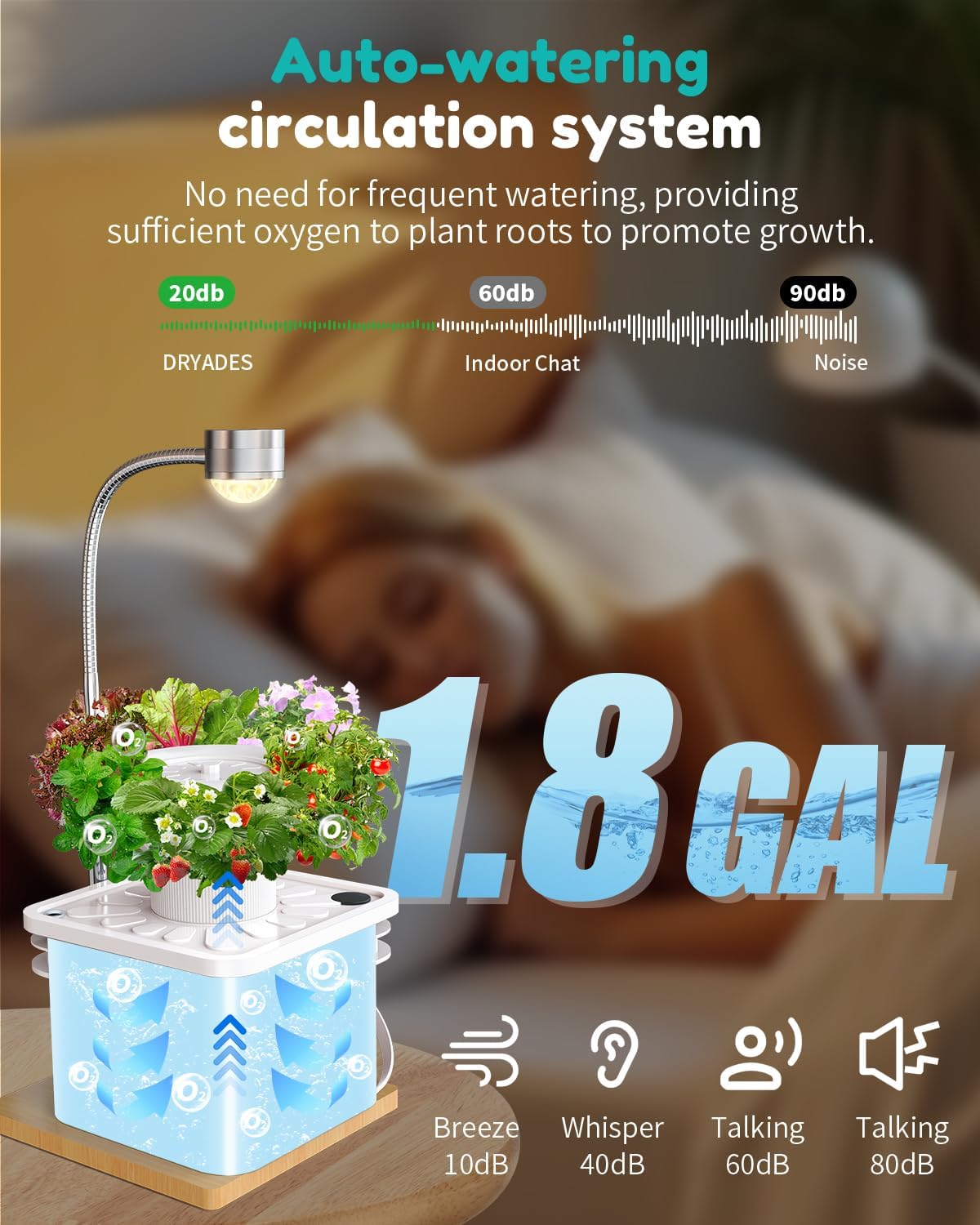 Indoor Herb Garden Growing System Kit, 6 Pods Hydroponics System with LED Grow Light, Hydroponic Planter for Home Kitchen Windowsill, White