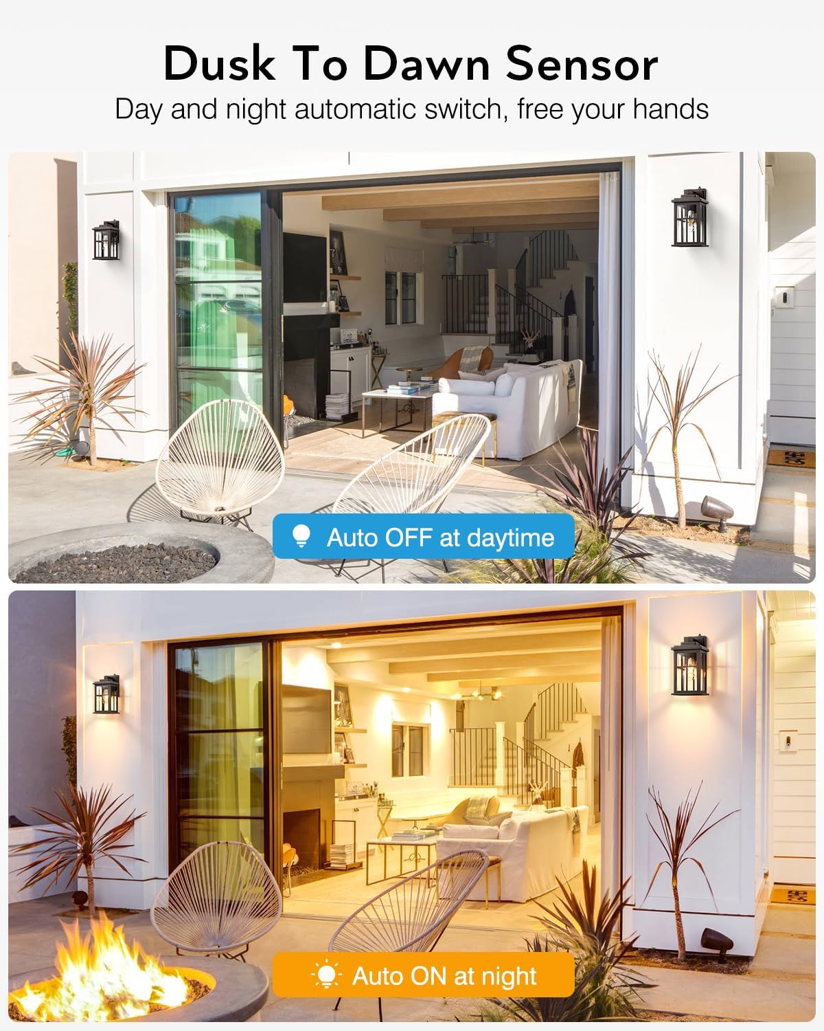 Dusk to Dawn Outside Lights for House, Oil Rubbed Bronze Anti-Rust Aluminum Exterior Lighting Fixtures, Easy-to-Install Waterproof Modern Outdoor Wall Light for Porch, Garage, Front Door