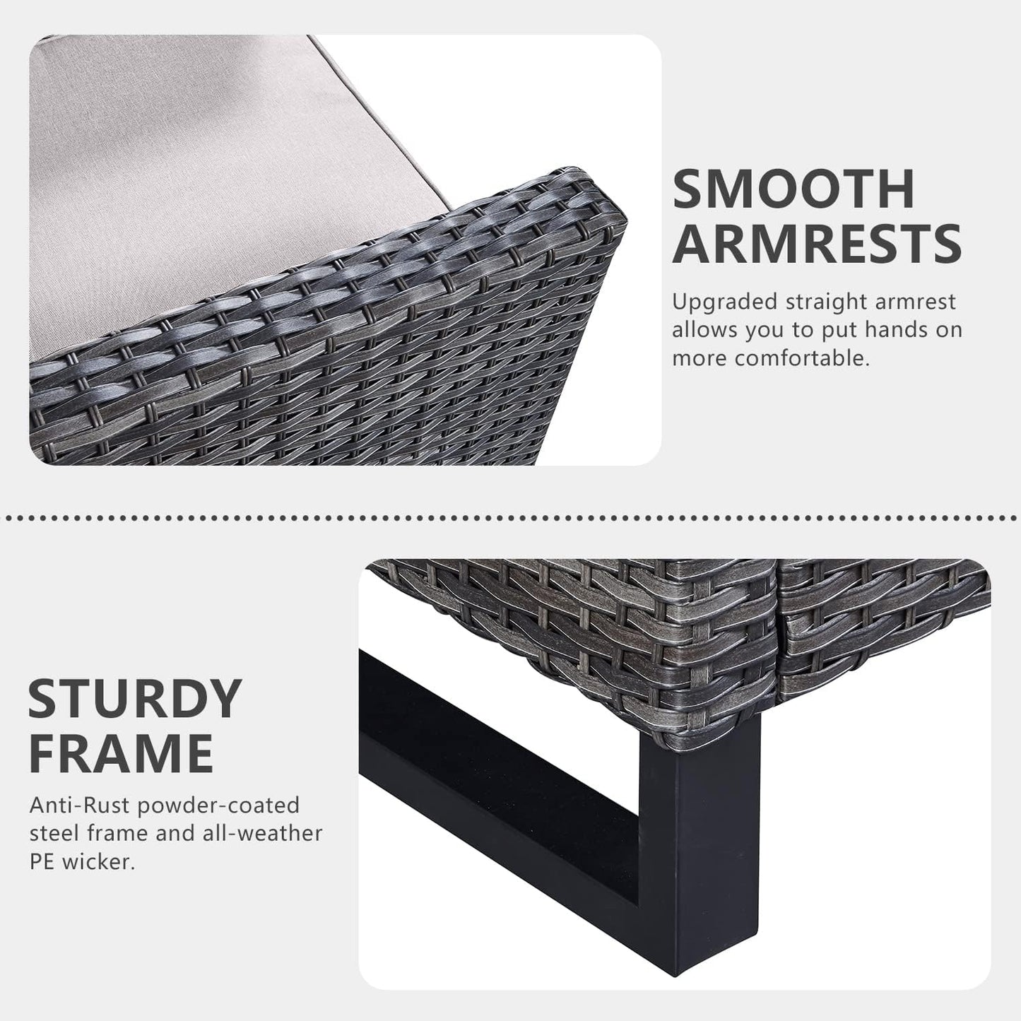 HUMMUH 8 Piece Patio Furniture Set All Weather Wicker Outdoor Sectional Sofa with Patio Chairs,Patio Swivel Glider Chairs Ottomans Coffee Table for Porch,Garden,Backyard