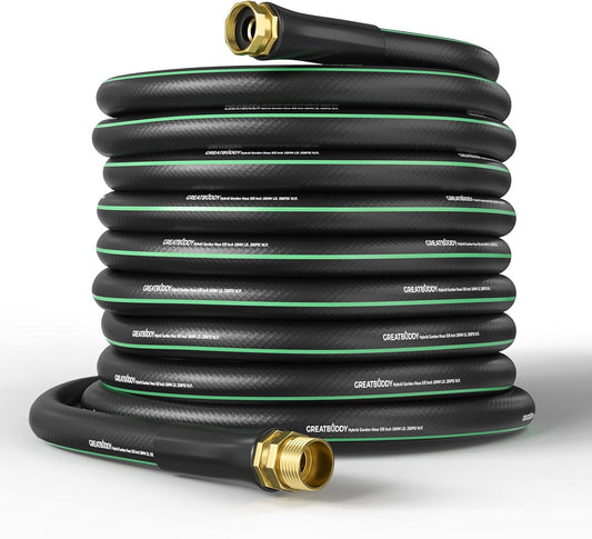 GreatBuddy 100 ft Garden Hose 5/8", Less Kink Heavy Duty Water Hose, Durable & Flexible Hose for Outdoor, Lawn, Car Washing, Pet Bathing and Household