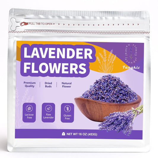 Dried Culinary Lavender Flowers - Food Grade Lavender Buds for Tea, Baking, Potpourri, Home Fragrance & Sachets, Edible Flowers - Gluten Free (16 oz)