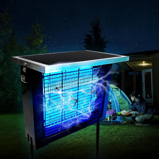 Solar Bug Zapper Outdoor for 2000 sq.ft, Portable Mosquito Zapper with 13 FT Extension Cord, Rechargeable Electric Fly Zapper with High Powered for Patio Garden Backyard RV Camping Pond Pest Control